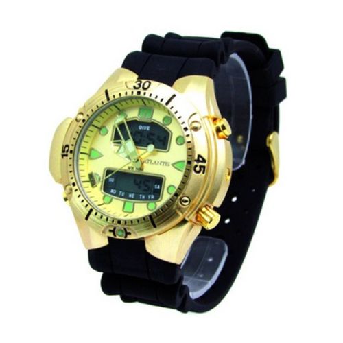 Relogio Masculino Atlantis G3154 Aqualand Fundo Dourado