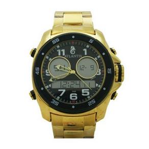 Relogio Masculino Atlantis G3216 Anadigi Dourado Fundo Preto