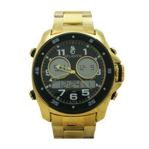 Relogio Masculino Atlantis G3216 Anadigi Dourado Fundo Preto