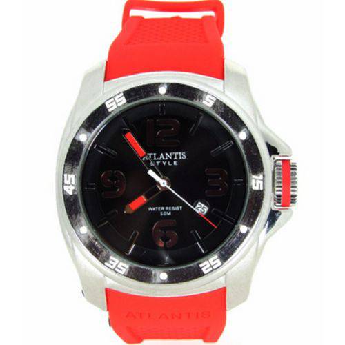 Relogio Masculino Atlantis G3216 Pulseira Vermelha