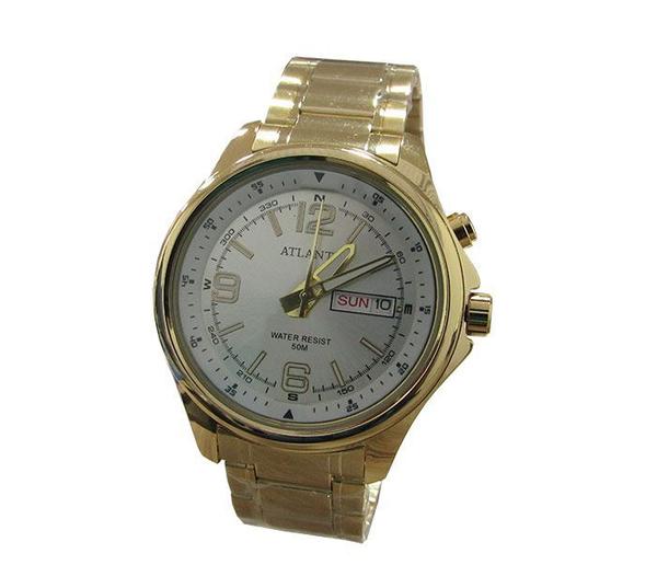 Relogio Masculino Atlantis G3408 Social Dourado Fundo Branco