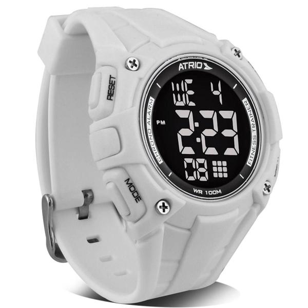 Relógio Masculino Atrio Cobalt à Prova DÁgua 100 Metros LCD Multifunção Branco Alarme Cronômetro