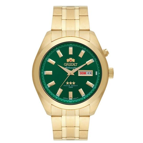 Relógio Masculino Automático Orient Dourado Fundo Verde