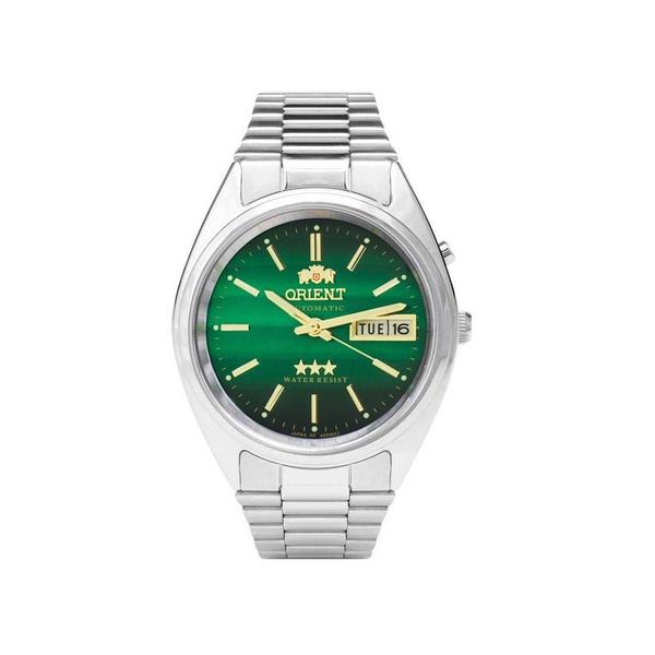 Relogio Masculino Automático Orient Prata Fundo Verde Data