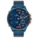 Relogio Masculino Azul Pulseira Couro Grande Orient Original