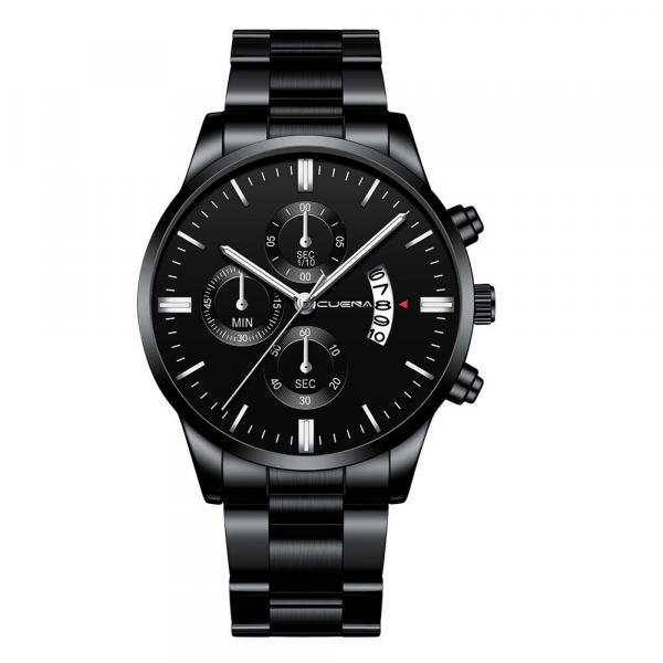 Relógio Masculino Black Motion Aço Inox Quartz Prateado - Cuena