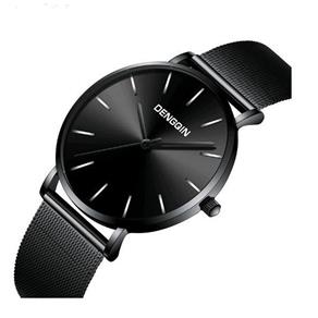 Relógio Masculino Black Silver Design Pulseira Aço