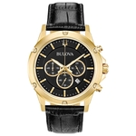 Relógio Masculino Bulova Classic Couro Preto/Dourado 97B179