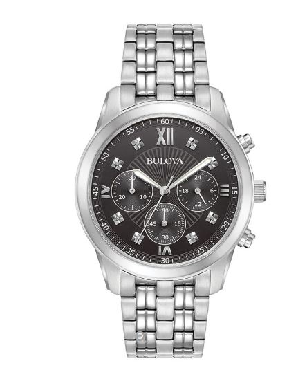 Relógio Masculino Bulova Diamond Black Dial Chronograph Watch