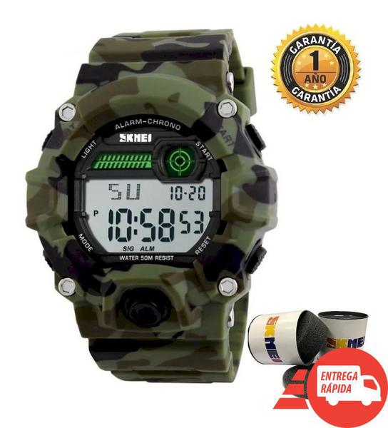 Relogio Masculino Camuflado Esportivo Digital Prova de Agua Modelo 1242 - Skmei