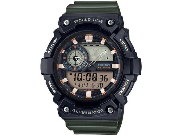Relógio Masculino Casio Anadigi Esportivo - Standard AEQ-200W-3AVDF Verde