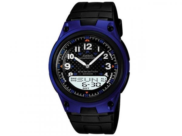 Relógio Masculino Casio Anadigi - Resistente à Água Cronômetro Mundial AW-80-2BVDF