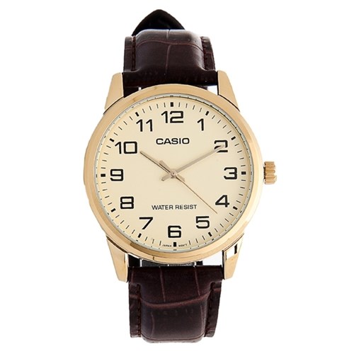 Relogio Masculino Casio Collection Mtp-V001gl-9Budf - Marrom/Dourado