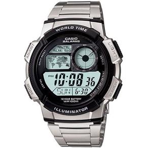 Relogio Masculino Casio Digital Hora Mundial 48 Cidades - Ae1000wd-1avdf - Prata