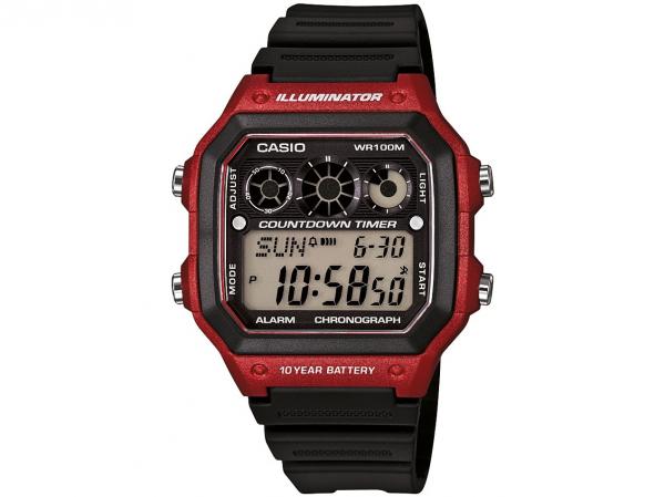 Relógio Masculino Casio Digital - Resistente à Água Cronômetro AE-1300WH-4AVDF