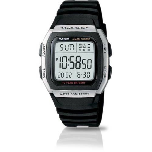 Relógio Masculino Casio Digital W-96H-1AVDF - Prata/Preto