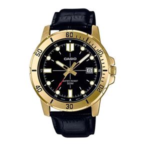 Relogio Masculino Casio Dourado com Pulseira de Couro Data