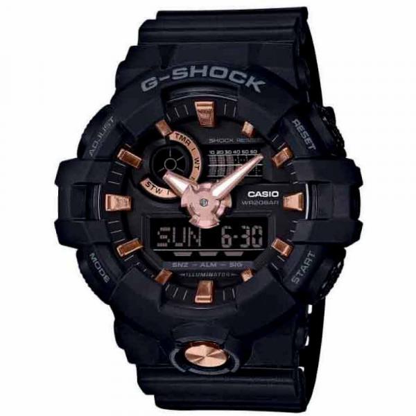 Relógio Masculino Casio G-shock Anadigi Preto Rosê Ga-710b-1a4dr