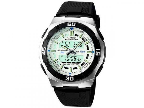 Relógio Masculino Casio Mundial AQ-164W-7AVD - Anadigi com Cronógrafo Calendário e Alarme