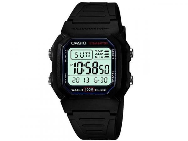 Relógio Masculino Casio Mundial W-800H-1AVDF - Digital Resistente à Água Calendário