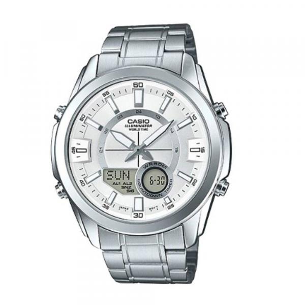 Relógio Masculino Casio Word Time Amw-810d-7avdf - Prata