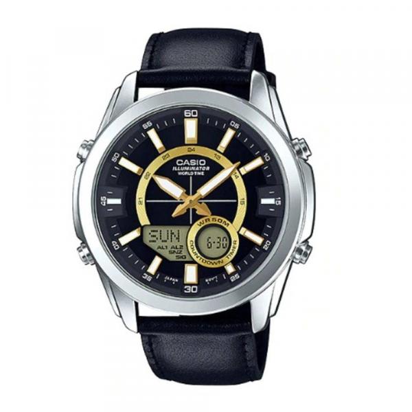 Relógio Masculino Casio Word Time Amw-810l-1avdf - Prata/Preto