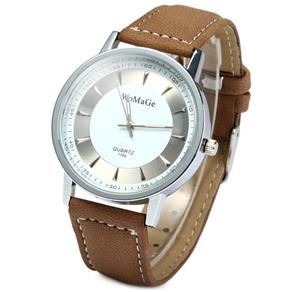 Relógio Masculino Casual com Pulseira de Couro Sintético WoMaGe 1186 (Branco)