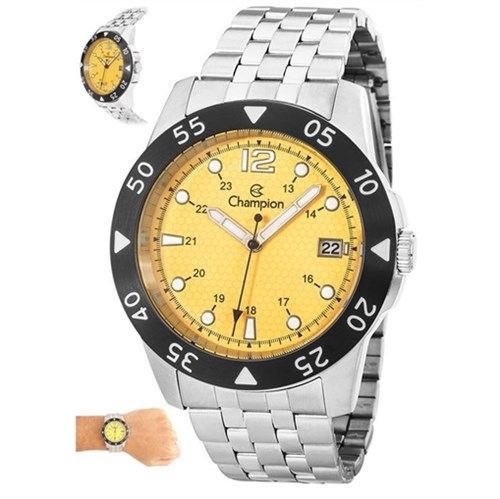 RELOGIO MASCULINO CHAMPION AÇO PRATA CA31319Y - Amarelo