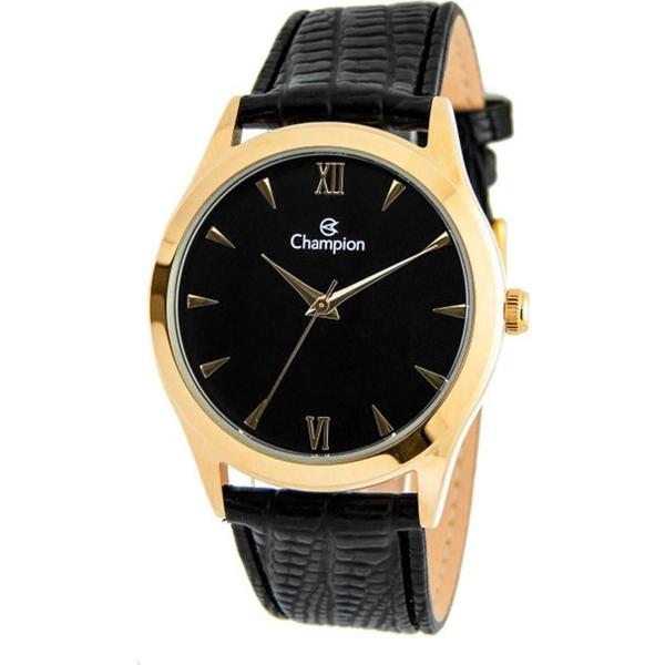 Relogio Masculino Champion Dourado Grande Pulseira de Couro