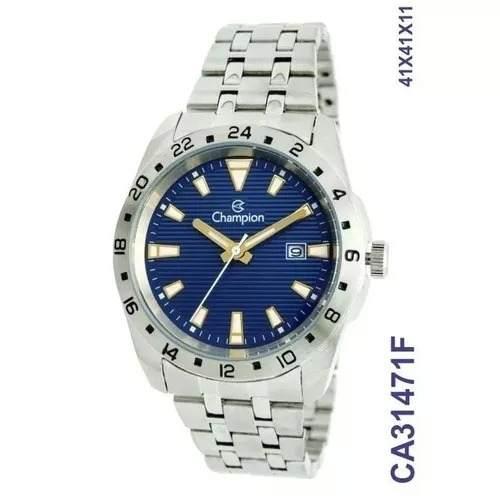 Relógio Masculino Champion Prata Azul Oferta Ca31471f