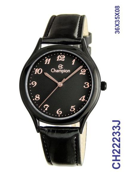 Relógio Masculino Champion Preto Pulseira Couro CH22233J