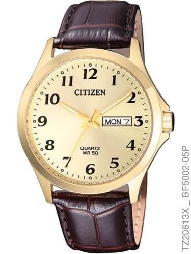 Relógio Masculino Citizen Tz20813x Dourado Pulseira Couro