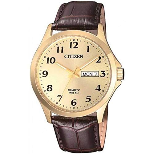 Relógio Masculino Citizen Tz20813x Dourado Pulseira Couro