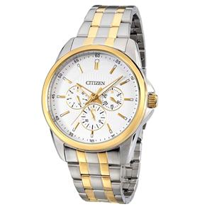 Relógio Masculino Citizen TZ20395B Multifunção – Prata e Dourado