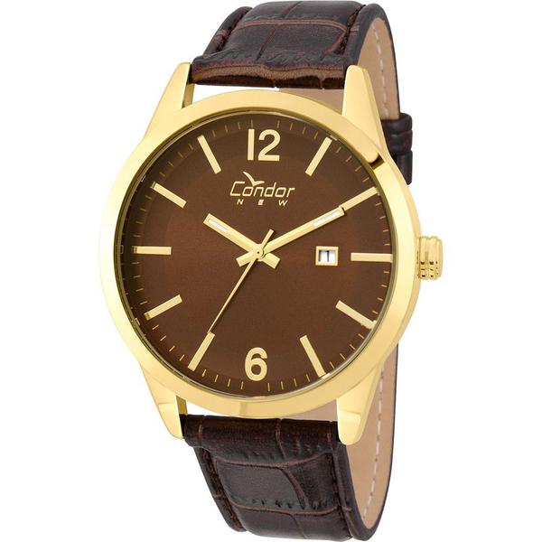 Relógio Masculino Condor Dourado Social Pulseira Ajustável