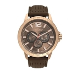 Relógio Masculino Condor Rose Gold Marrom Pulseira Silicone