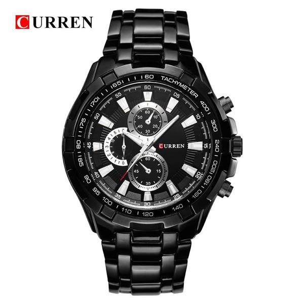 Relógio Masculino Curren 8023 BB Aço Inox Preto e Dourado