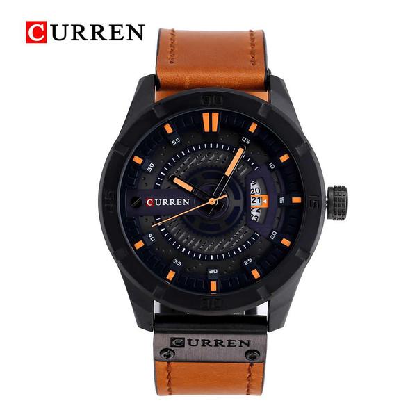 Relógio Masculino Curren 8301 BBW Fashion Marrom e Orange