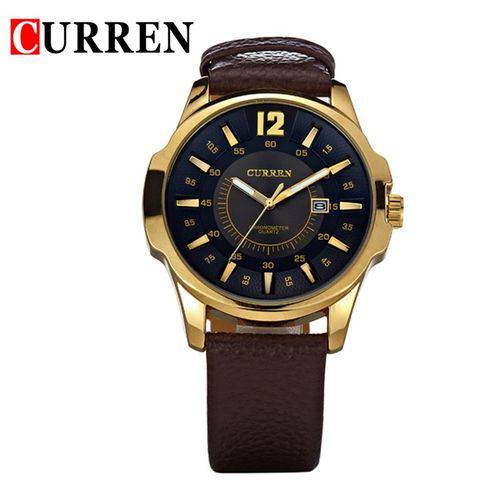 Relógio Masculino Curren 8123 Esportivo Quartz Dourado