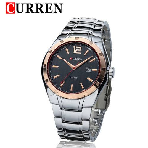 Relógio Masculino Curren 8103 Aço Casual Luxo Fundo Preto