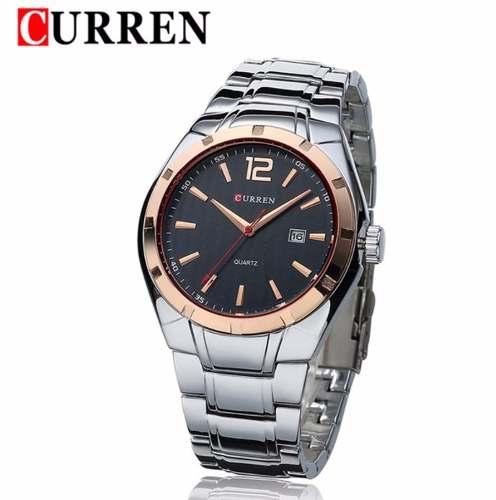 Relógio Masculino Curren 8103 Aço Casual Luxo Fundo Preto