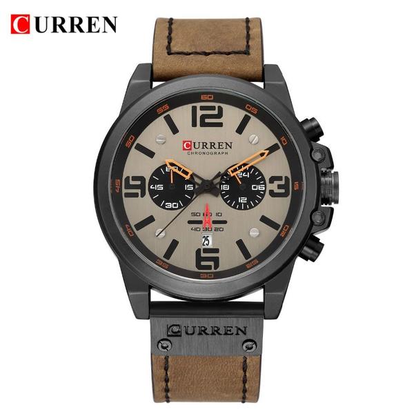 Relógio Masculino Curren 8314 BNB Pulseira em Couro - Marron