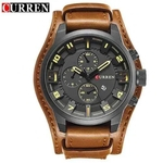 Relógio Masculino Curren 8225 Preto Pulseira Couro Marrom