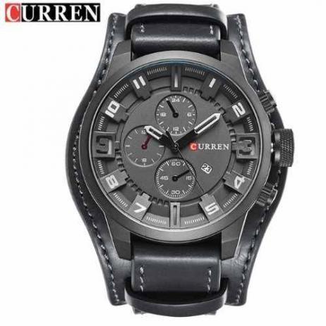 Relógio Masculino Curren 8225 Pulseira Couro Preto