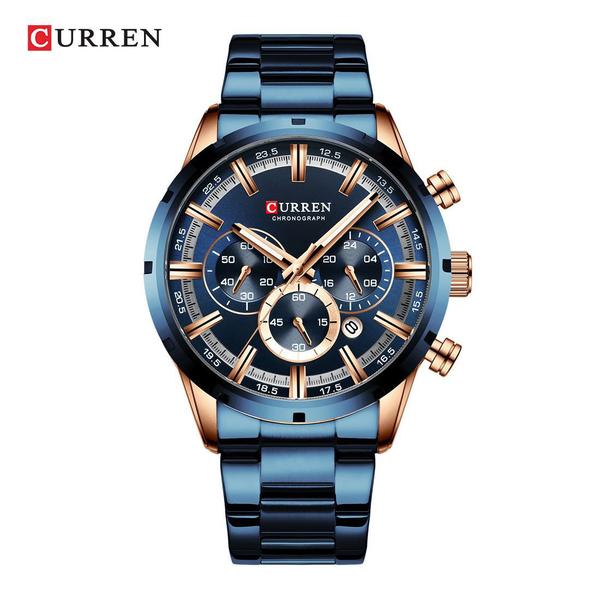 Relógio Masculino Curren 8355 BERG - Azul e Dourado