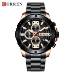 Relógio Masculino Curren 8336 BRG Pulseira em Aço Inoxidável Preto e Dourado