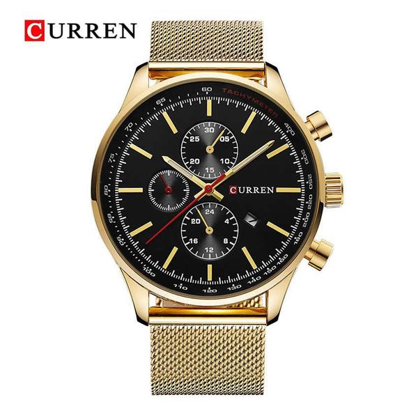 Relógio Masculino Curren 8227 GB Aço Inox Dourado e Preto