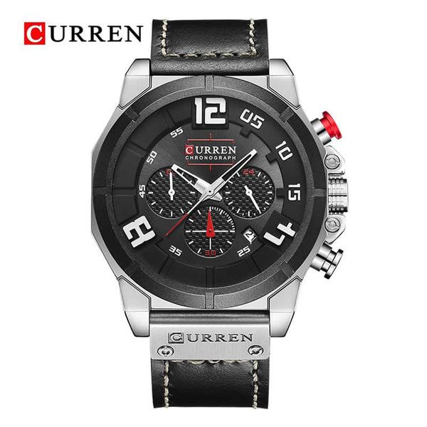 Relógio Masculino Curren 8287 BW Fashion Preto e Prateado