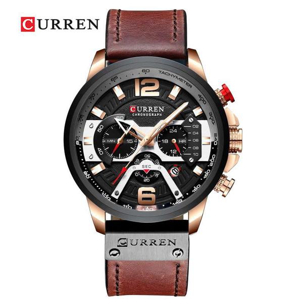 Relógio Masculino Curren 8329 BWBR FashionMarrom e Dourado