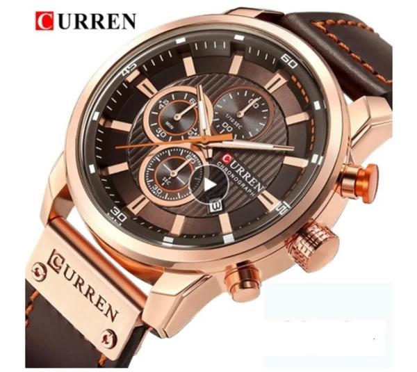 Relógio Masculino Curren Esporte Pulseira de Couro Marrom CR 8291